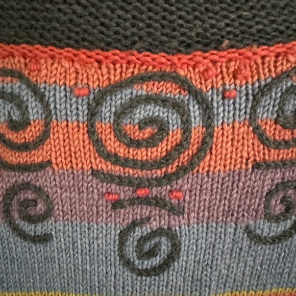 NEWARI hand knit in Nepal MOD BOHO wool sweater,colorful, fun.Cozy - Picture 5 of 8